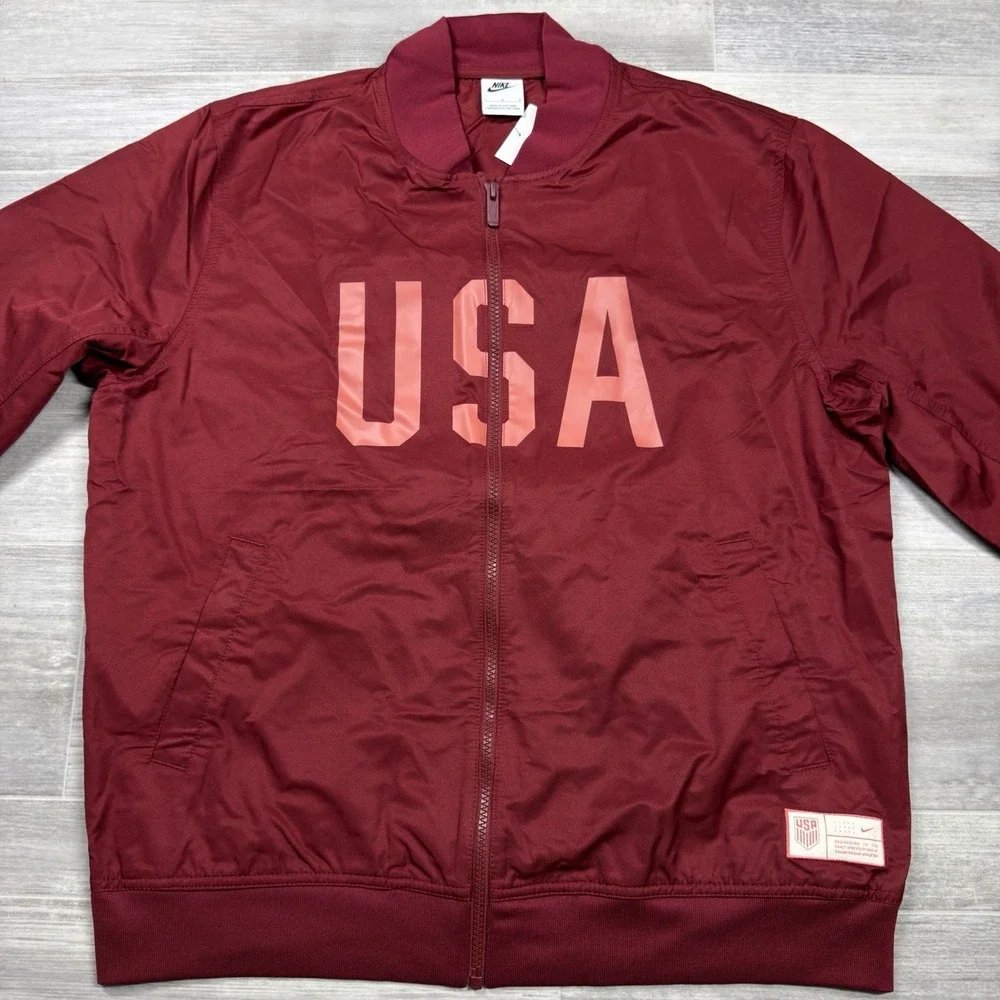 Nike USA Soccer Red Woven Bomber Jacket Futbol Men's‎ Size Large FJ7447-677 NWT